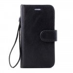 Wholesale iPhone 7 Plus Folio Flip Leather Wallet Case with Strap (Black)